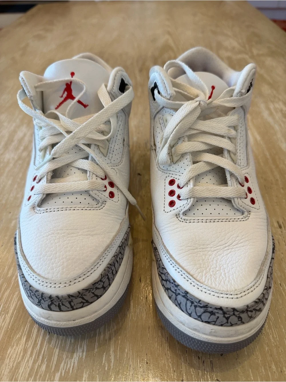 Nike Air Jordan 3 Retro Kids Sneakers - White/Black/Grey-EUC-6Y